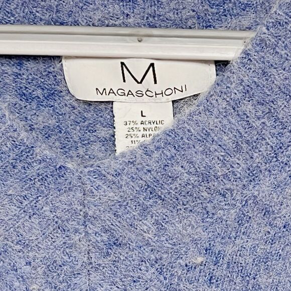 Revolve Sweater Alpaca Wool Blend V Neck Magaschoni Blue Size L - Picture 5 of 5